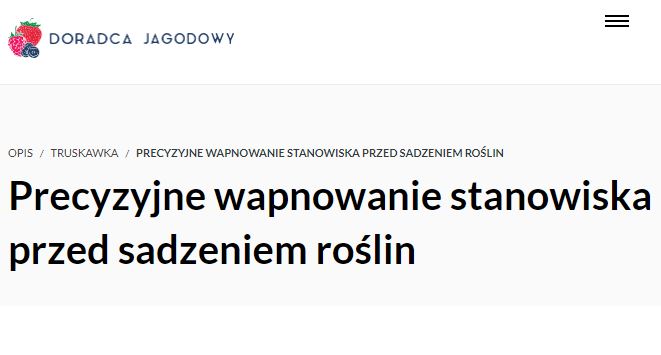 precyzyjne wapnowanie stanowiska przed sadzeniem roślin - doradca jagodowy